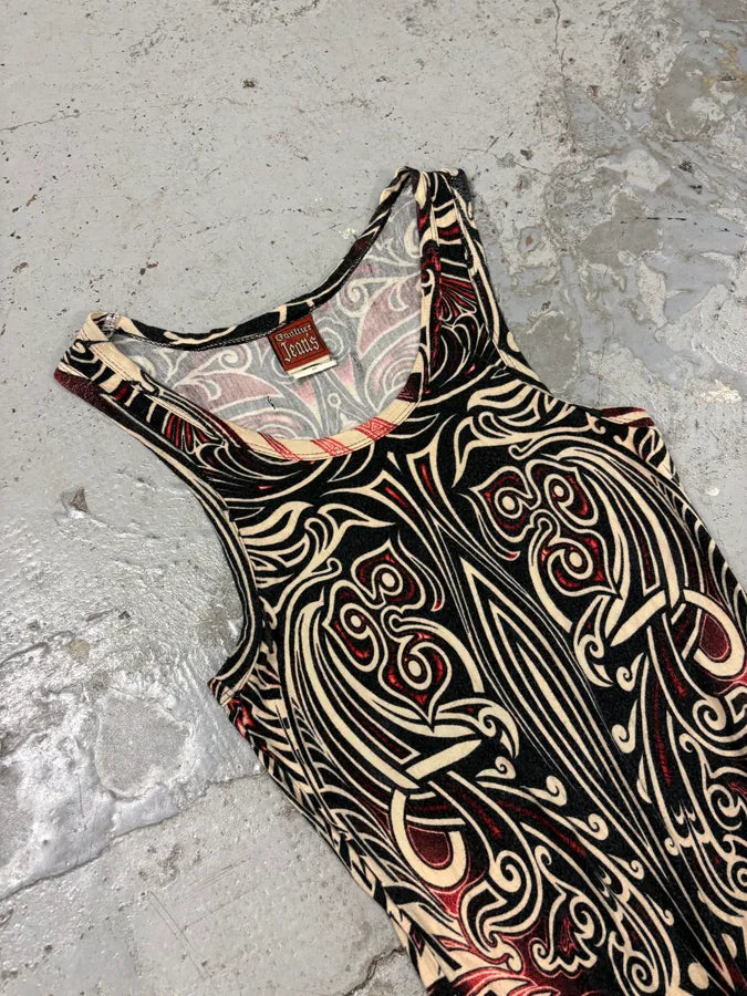 SS1996 Jean Paul Gaultier Tribal Maori Tattoo Dress Jguxspa 7