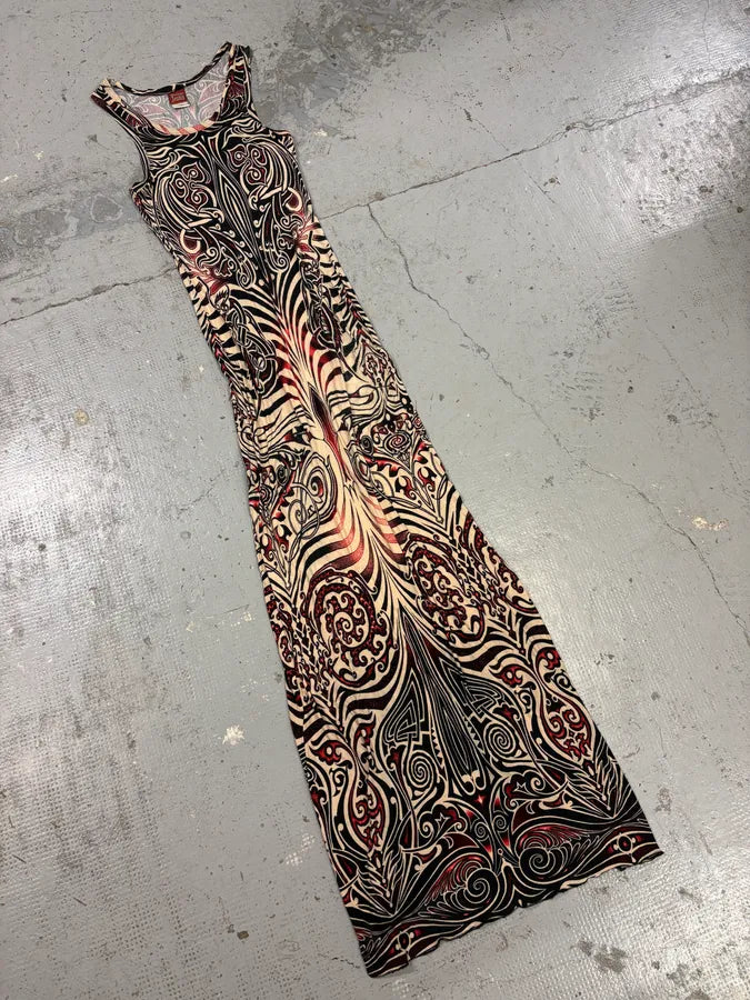 SS1996 Jean Paul Gaultier Tribal Maori Tattoo Dress Jguxspa 6