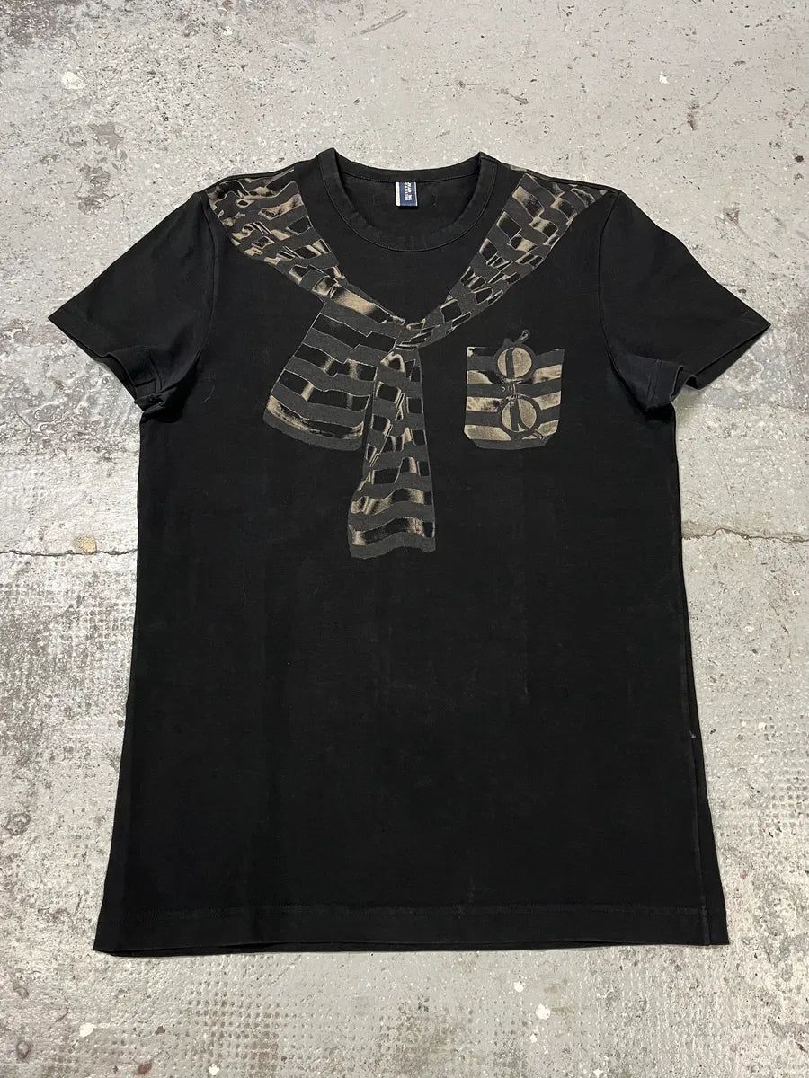 2000s Jean Paul Gaultier Trompe L’oeil Black Tee-Shirt (S) YheYQZM 0