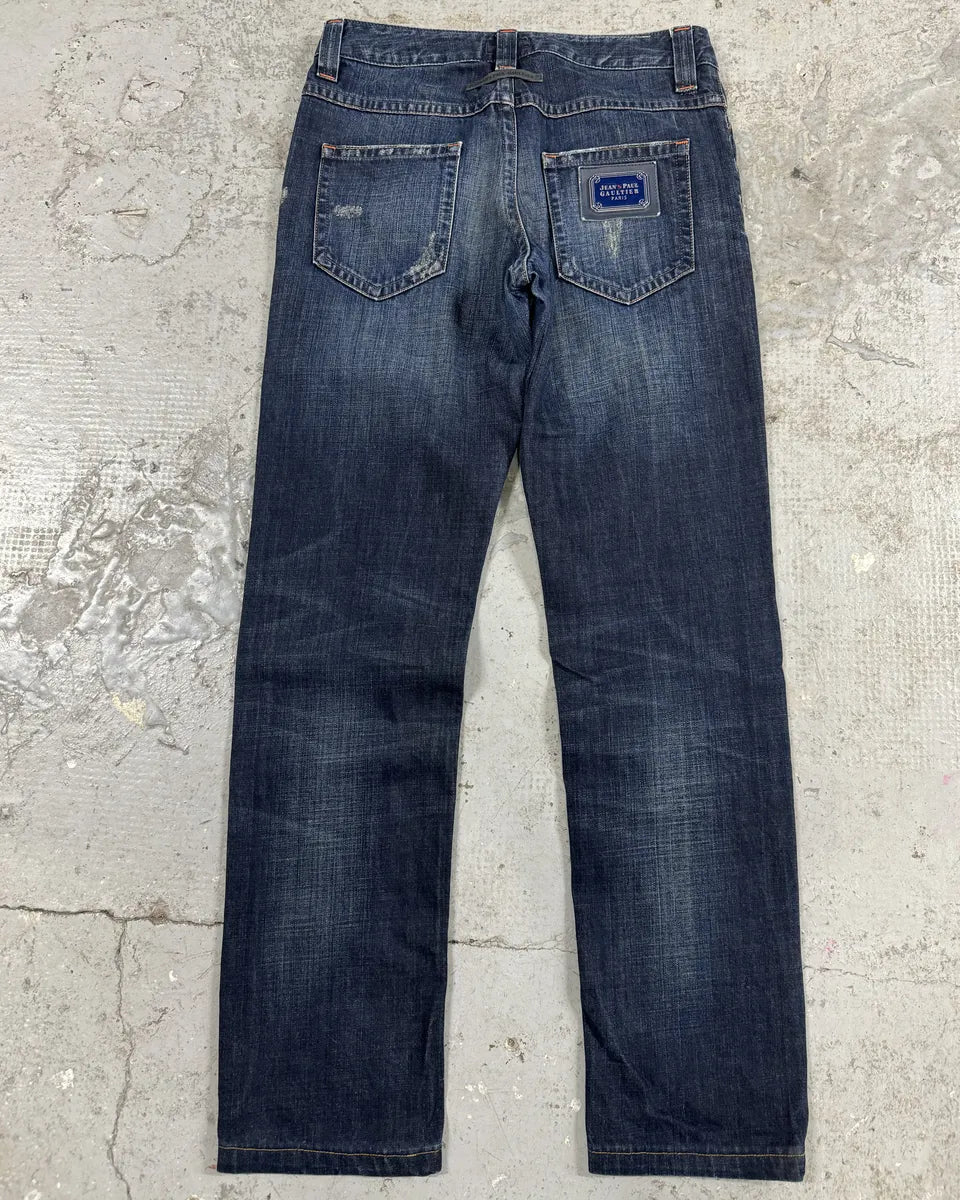 2000s Jean Paul Gaultier Washed Denim Jeans WMhdlHb 0