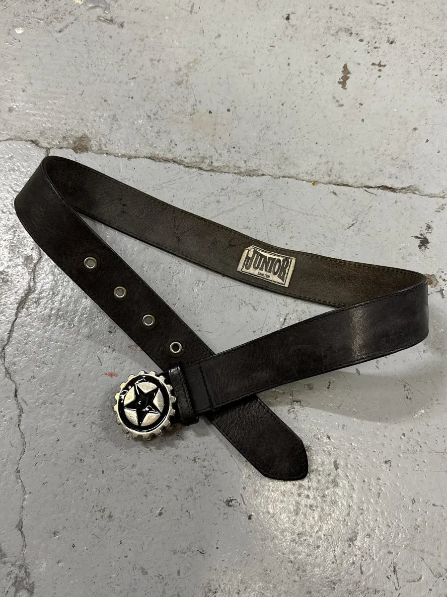 2000s Jean Paul Gaultier Wheel Star Leather Belt kXguAEp 5