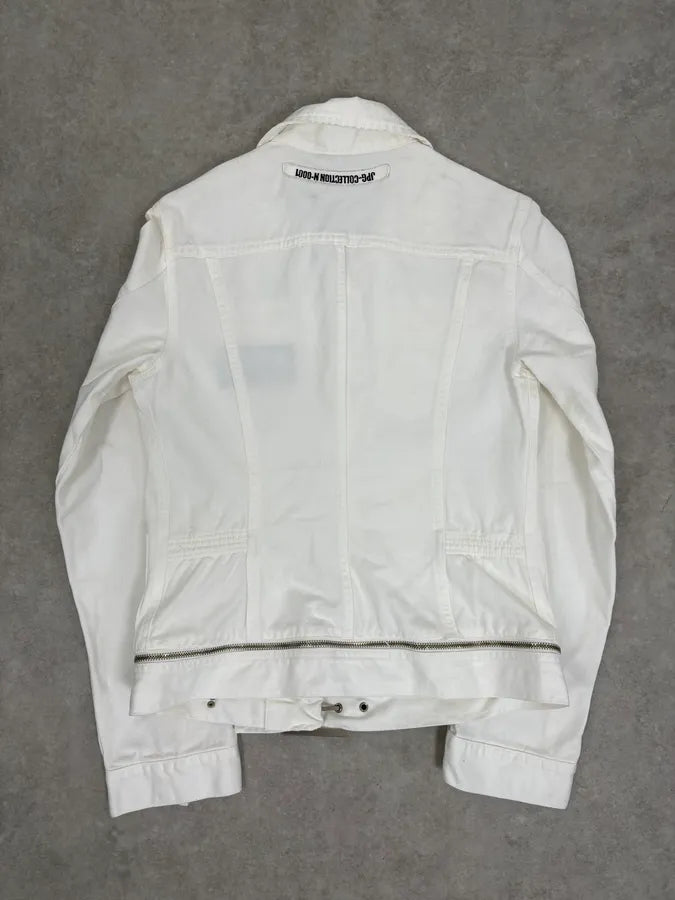 2000s Jean Paul Gaultier White Belted Denim Jacket fHuHUdL 5