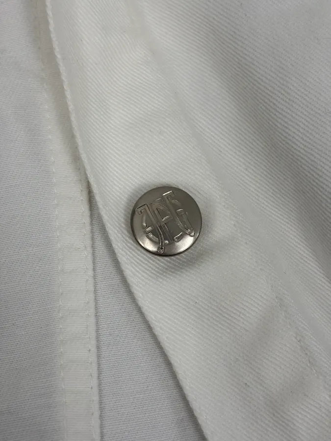 2000s Jean Paul Gaultier White Belted Denim Jacket fHuHUdL 10