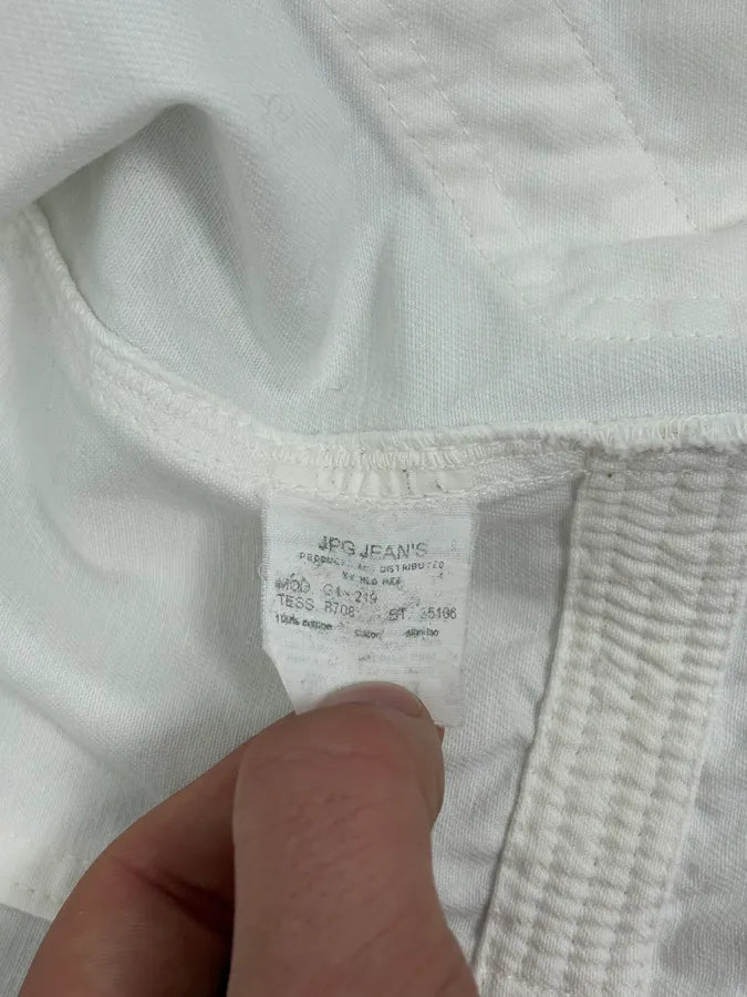 2000s Jean Paul Gaultier White Belted Denim Jacket fHuHUdL 12