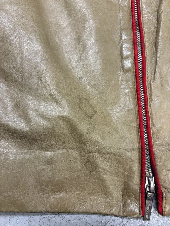 2000s Jil Sander Beige & Red Classy Leather Soft Jacket pXBDwlK 9