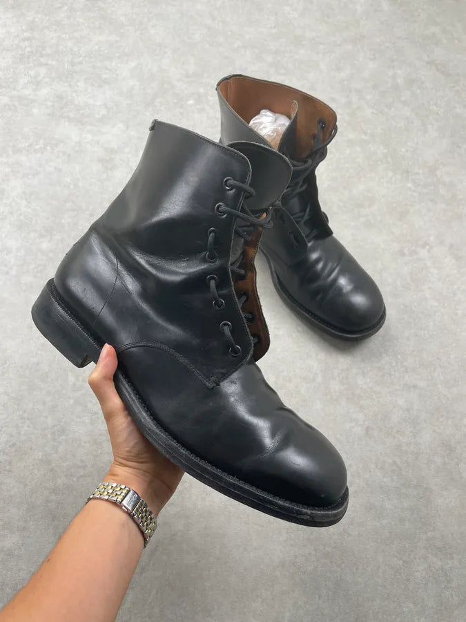 2000s Jil Sander Black Leather Lace-Up Boots AvVgzvP 0