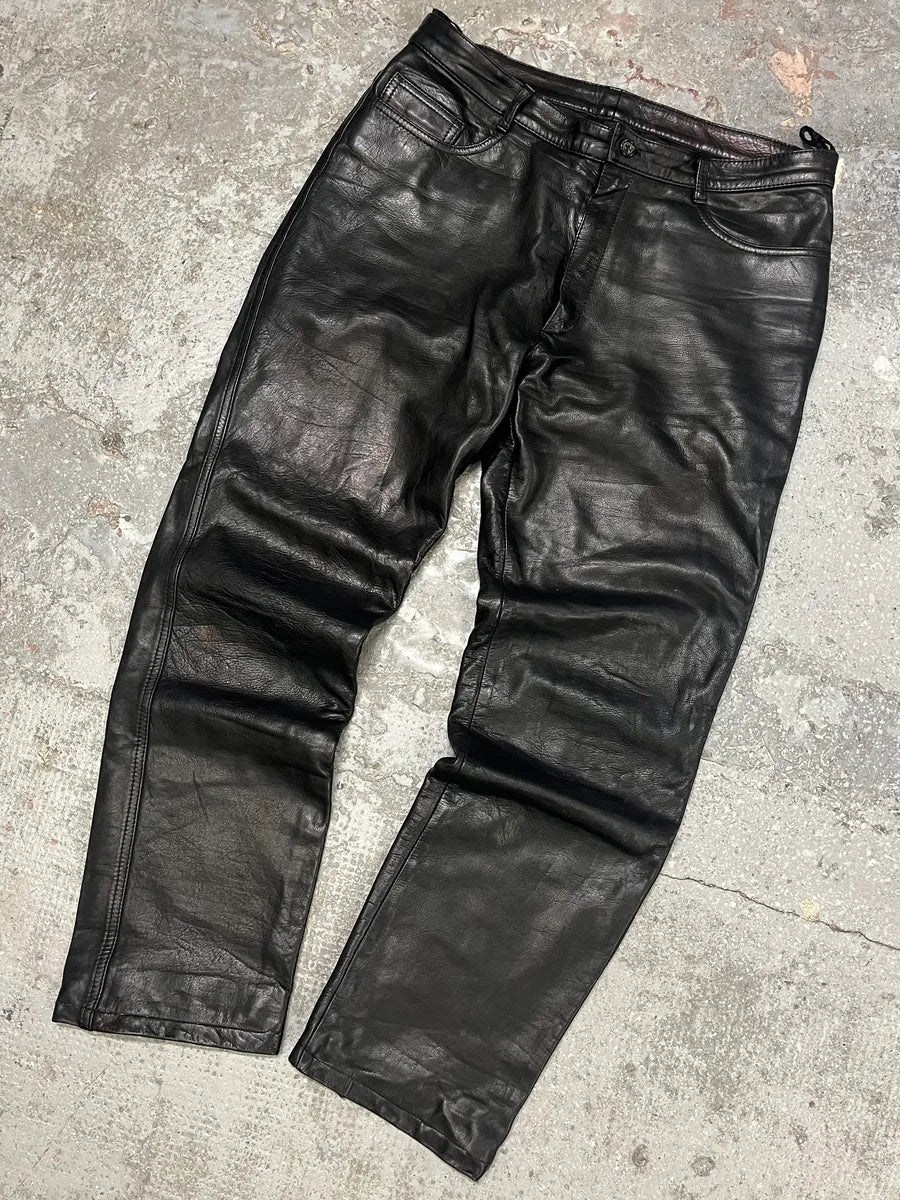 2000s Jil Sander Black Leather Pants (S/M) 1