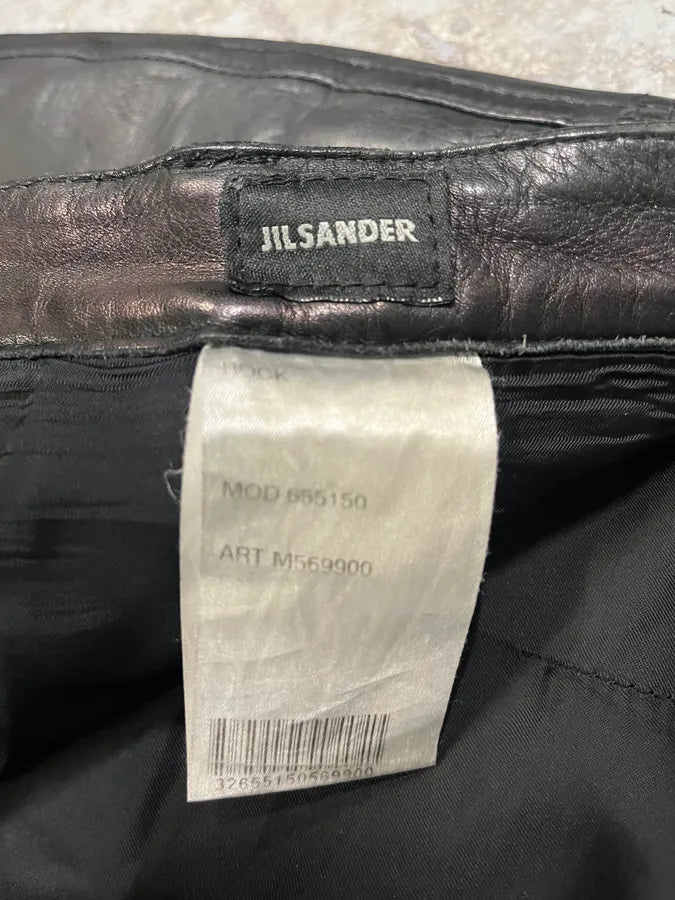 2000s Jil Sander Black Leather Pants (S/M) 10