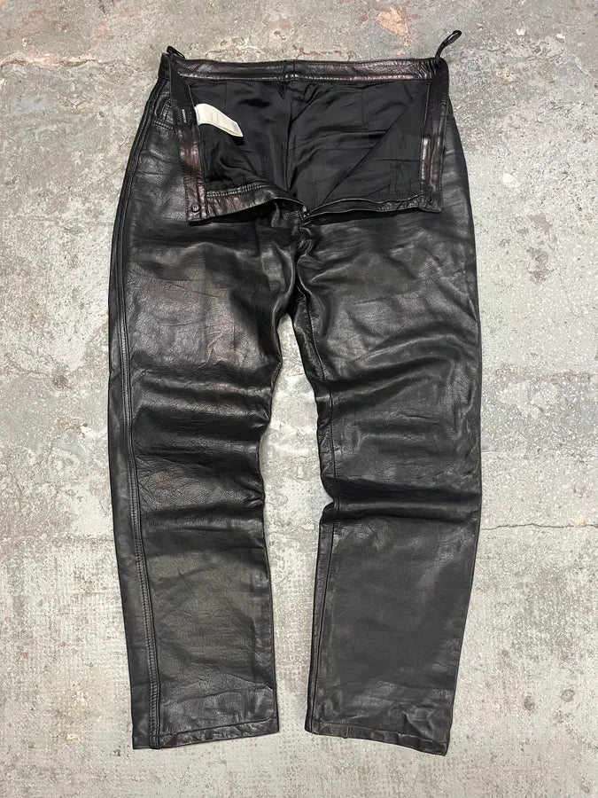 2000s Jil Sander Black Leather Pants (S/M) 2