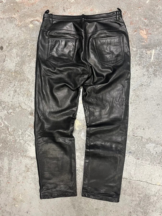 2000s Jil Sander Black Leather Pants (S/M) 3