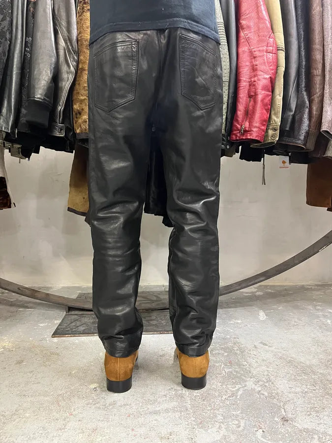 2000s Jil Sander Black Leather Pants (S/M) 6