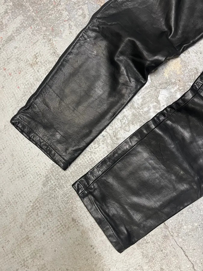 2000s Jil Sander Black Leather Pants (S/M) 7