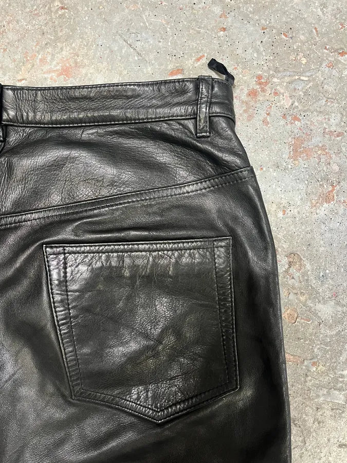 2000s Jil Sander Black Leather Pants (S/M) 9