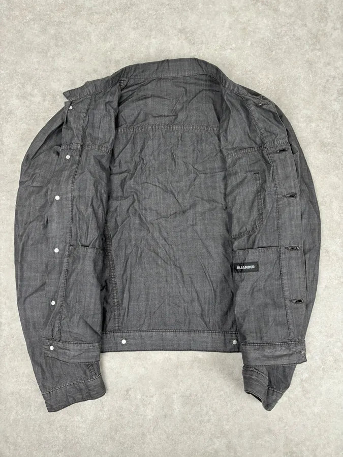 2000s Jil Sander Grey Boxy Cut Denim Jacket  BjMKUxN 6