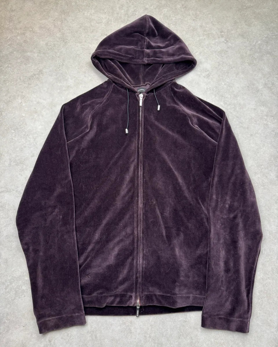 2000s Jil Sander Purple Velvet Zip-Up Hoodie mgNNRBJ 0