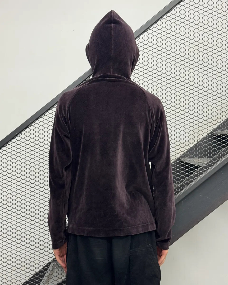 2000s Jil Sander Purple Velvet Zip-Up Hoodie mgNNRBJ 2