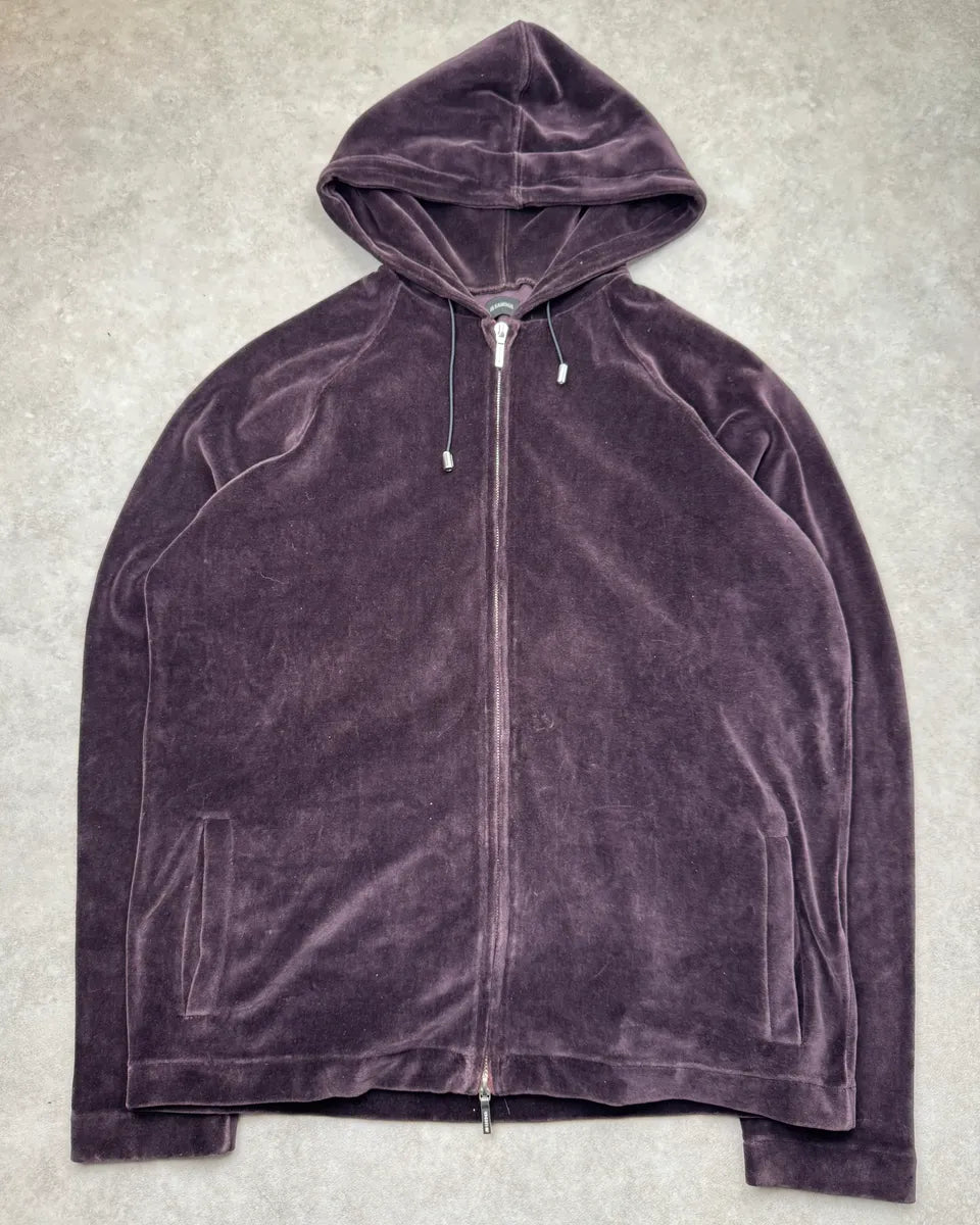 2000s Jil Sander Purple Velvet Zip-Up Hoodie mgNNRBJ 3