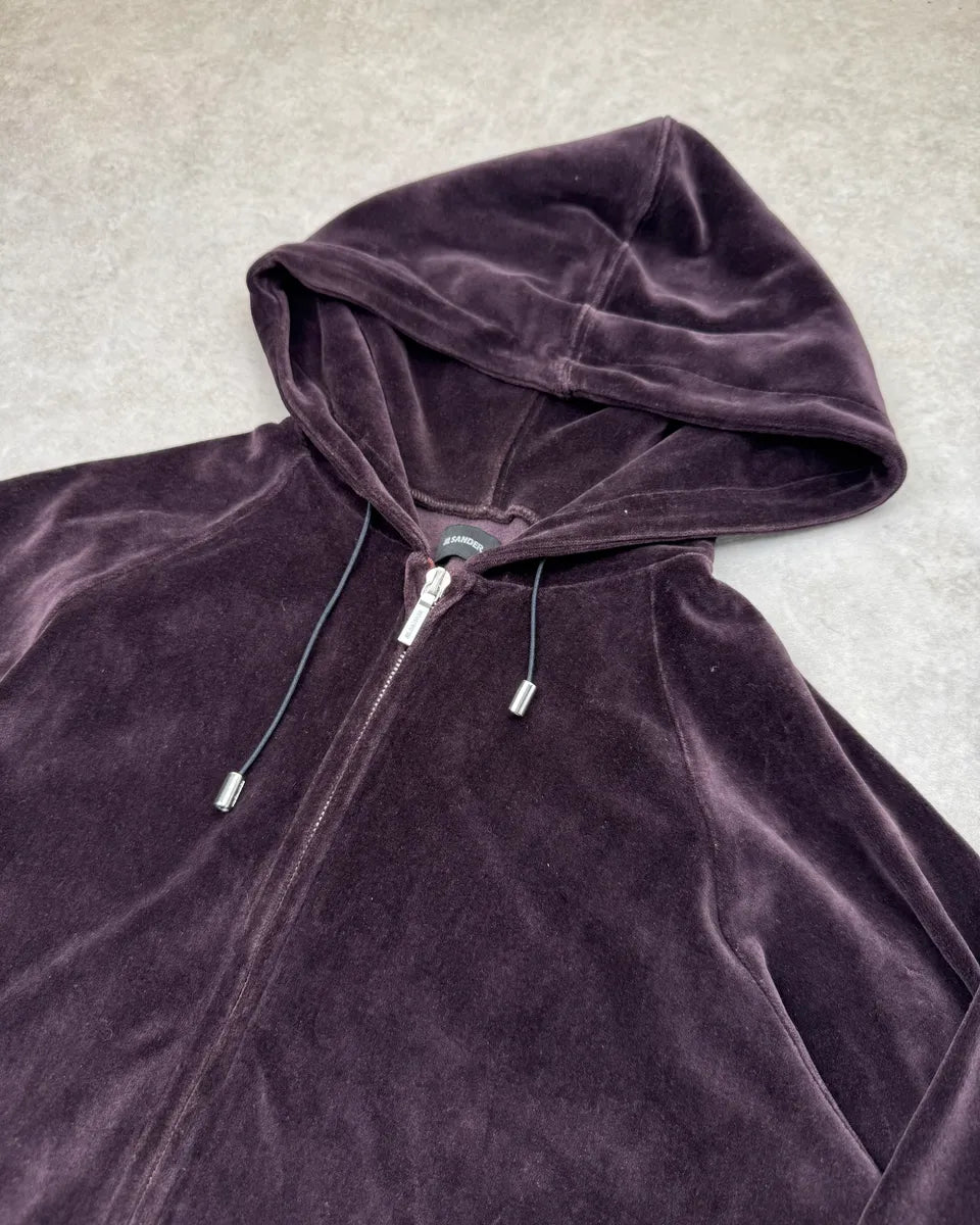 2000s Jil Sander Purple Velvet Zip-Up Hoodie mgNNRBJ 4
