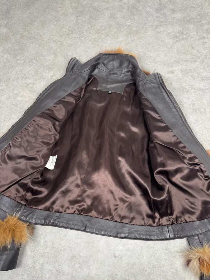 2000s Jitrois Black Leather Fur Embellishment Jacket SXoalAm 3