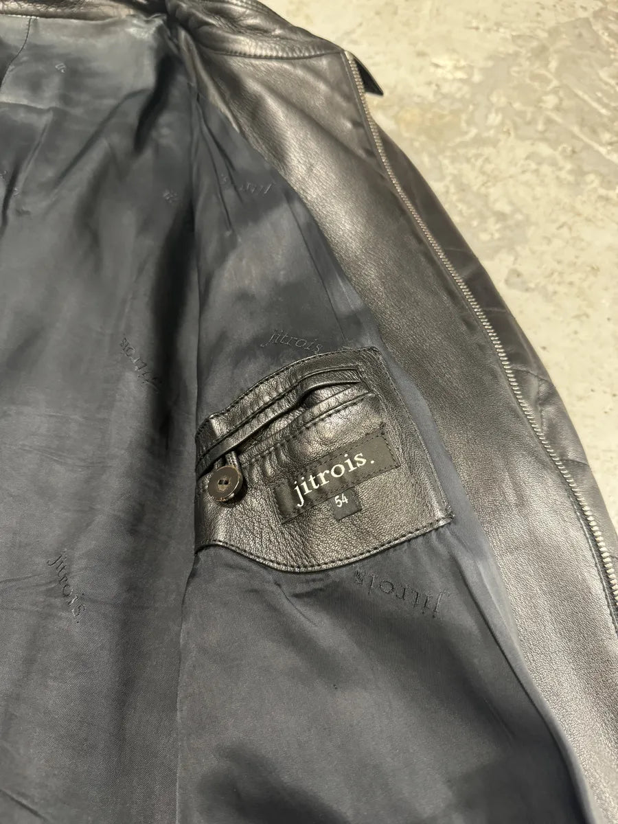 2000s Jitrois Black Leather Pure Premium Biker Jacket AfsgyEa 5
