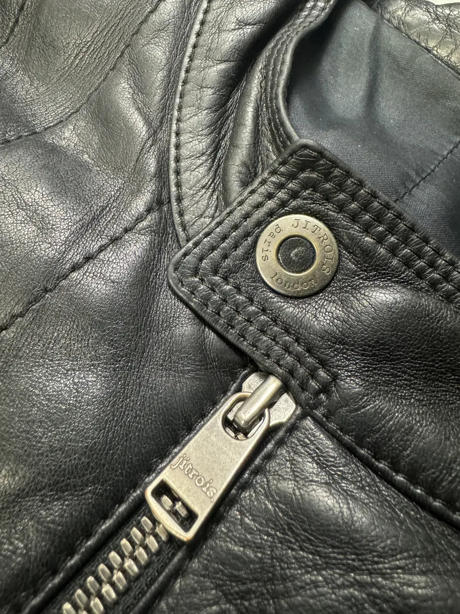 2000s Jitrois Black Leather Pure Premium Biker Jacket AfsgyEa 8