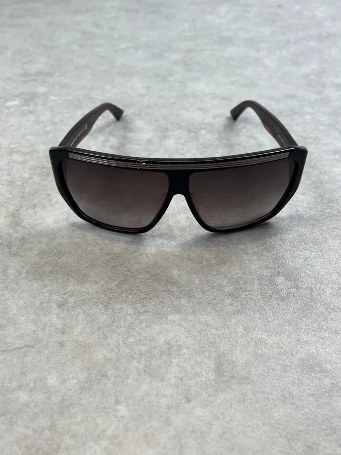 2000s John Galliano Acetate Shield Black Sunglasses awatryJ 4