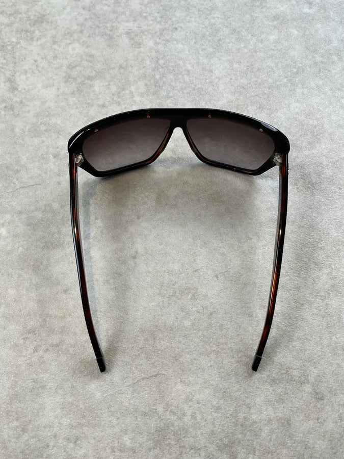 2000s John Galliano Acetate Shield Black Sunglasses awatryJ 7