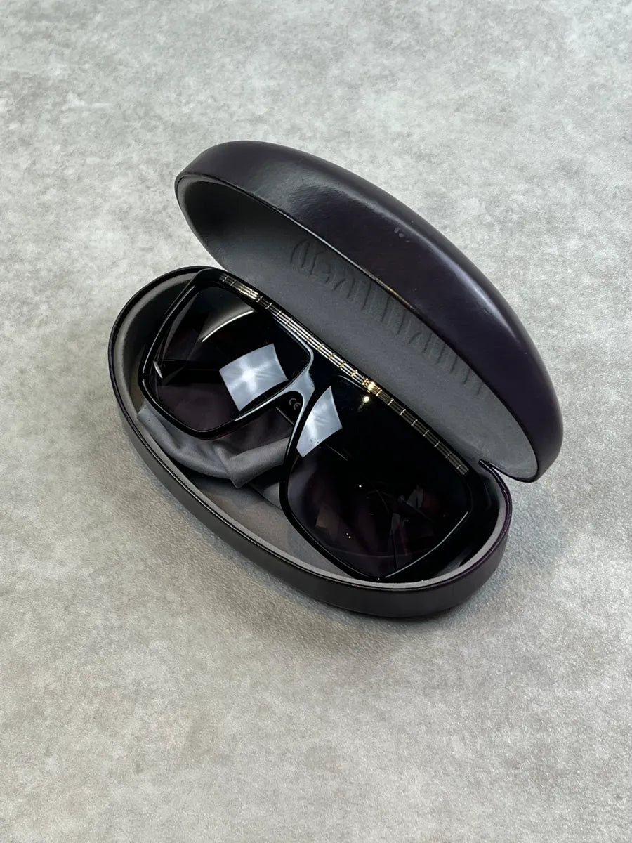 2000s John Galliano Acetate Shield Black Sunglasses awatryJ 9