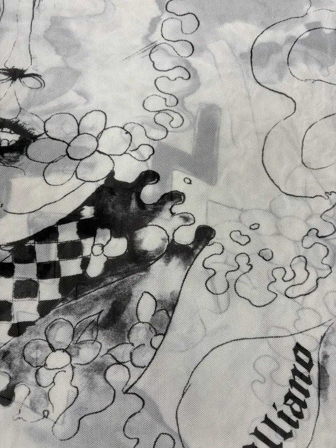 2010s John Galliano Black & White Comic Mesh Longsleeve EZliGsK 7