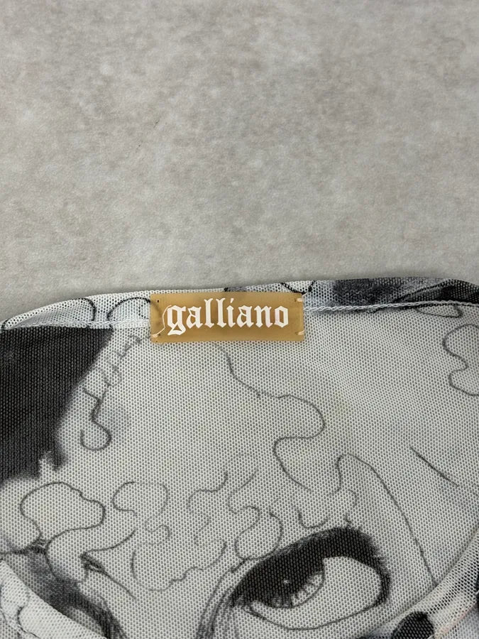2010s John Galliano Black & White Comic Mesh Longsleeve EZliGsK 9
