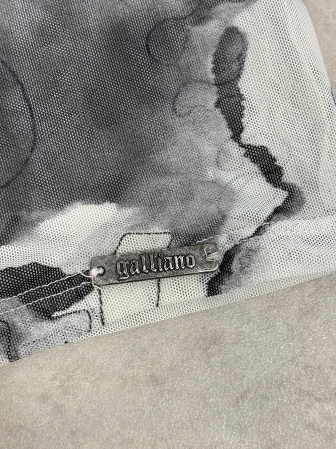 2010s John Galliano Black & White Comic Mesh Longsleeve EZliGsK 8