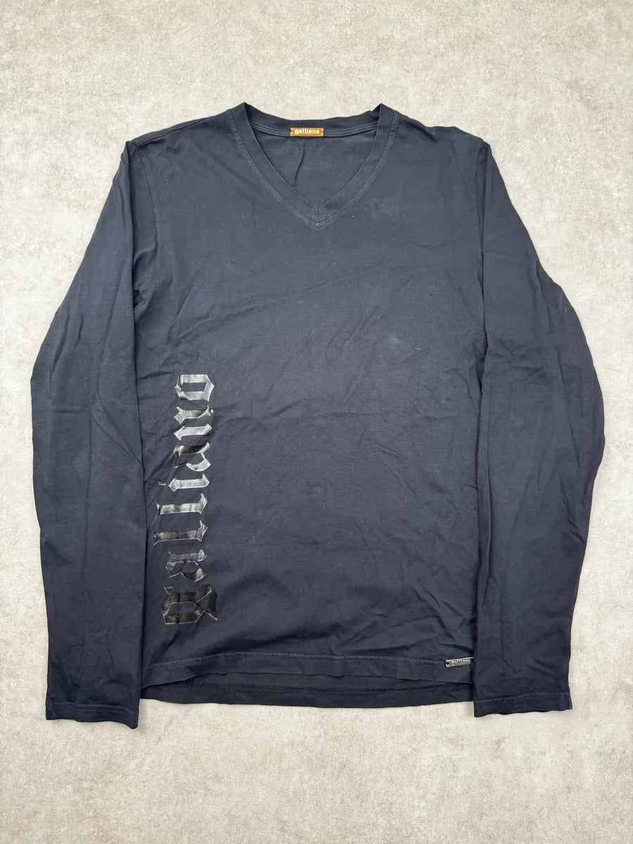 SS2012 John Galliano Black V-Neck Propaganda Longsleeve CADYojV 0