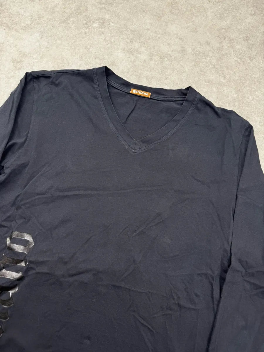 SS2012 John Galliano Black V-Neck Propaganda Longsleeve CADYojV 3