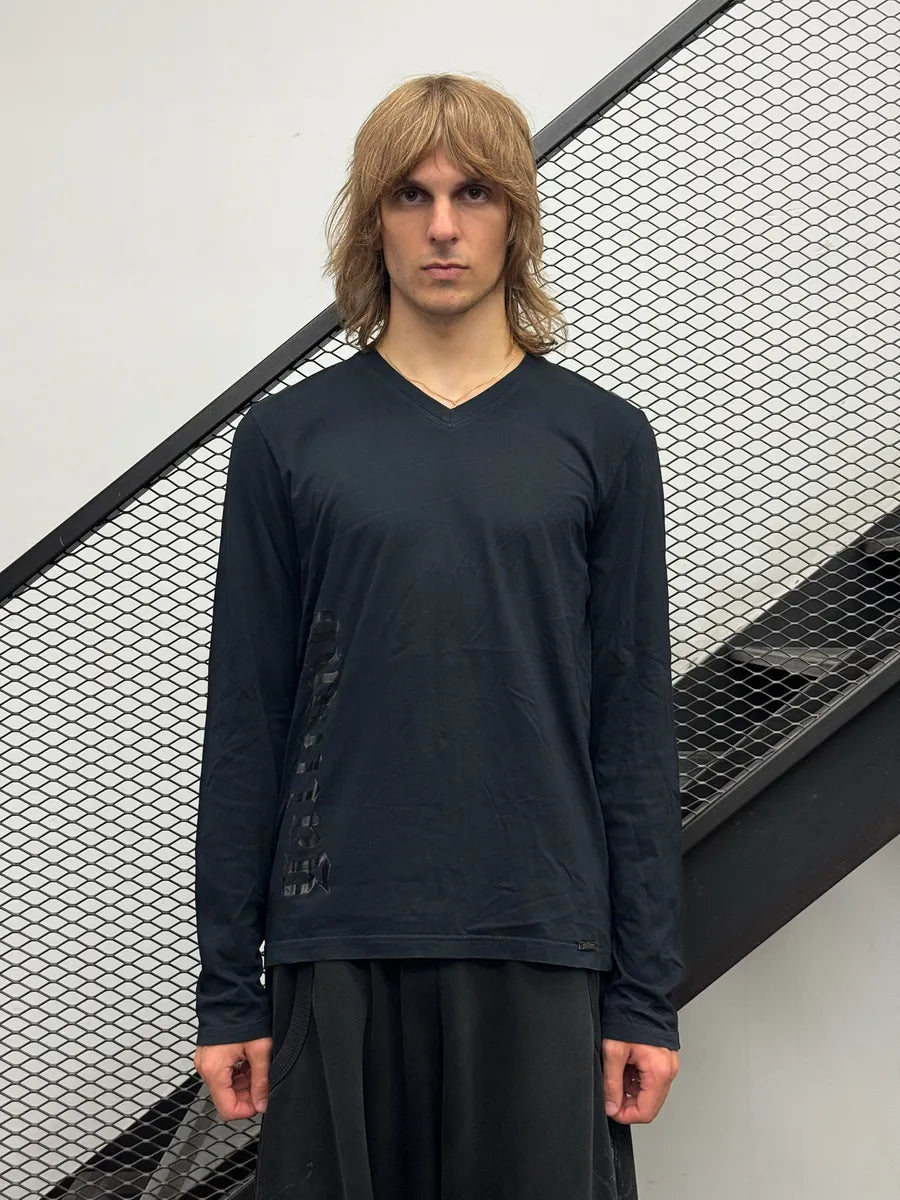 SS2012 John Galliano Black V-Neck Propaganda Longsleeve CADYojV 1