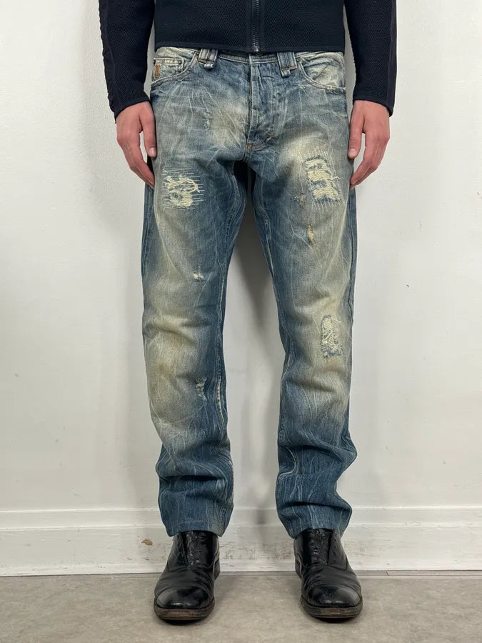 AW2011 John Galliano Blue Denim Distressed Jeans JPlBaKP 0