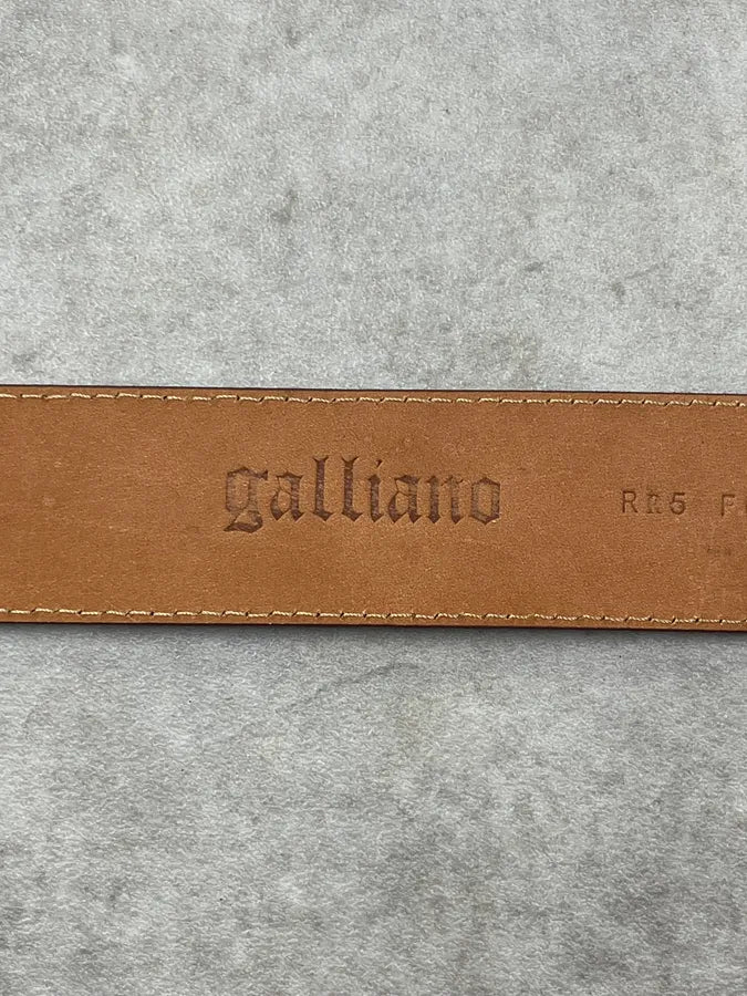 2010s Galliano Brown Leather Metallic Buckle Belt jFTKVWy 6