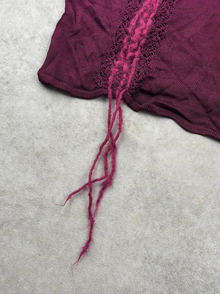 2000s John Galliano Burgundy Top NcqQpvD 7