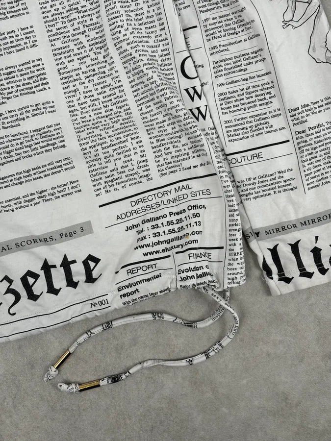 2000s John Galliano Black & White Gazette Newspaper Light Hoodie duAjFwW 7