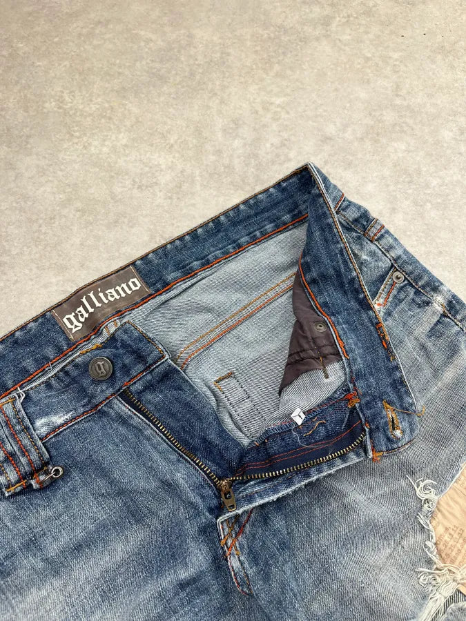 2000s John Galliano Distressed Blue Denim Jeans jWPeOyz 11
