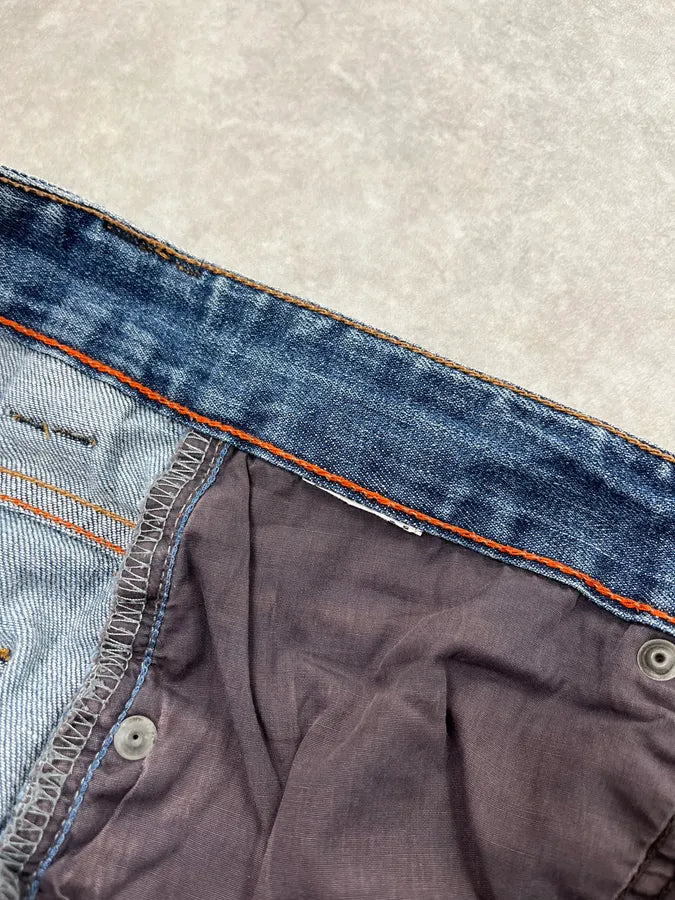 2000s John Galliano Distressed Blue Denim Jeans jWPeOyz 13