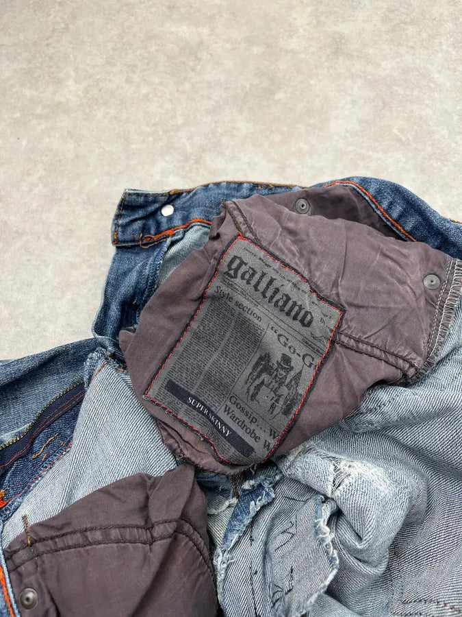 2000s John Galliano Distressed Blue Denim Jeans jWPeOyz 14