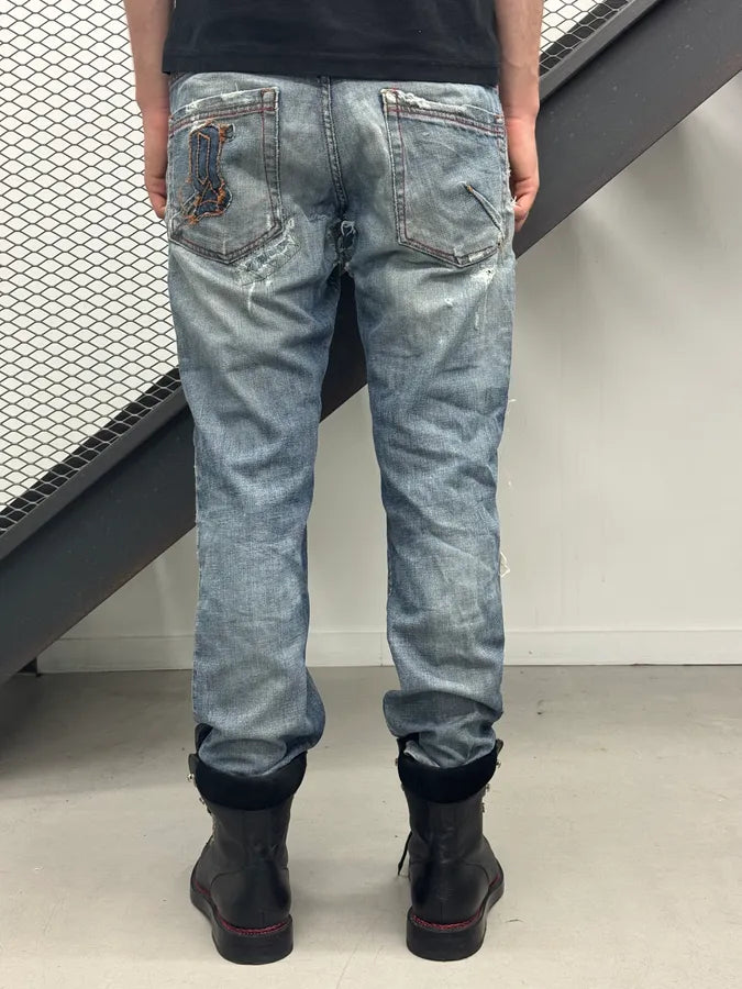2000s John Galliano Distressed Blue Denim Jeans jWPeOyz 2