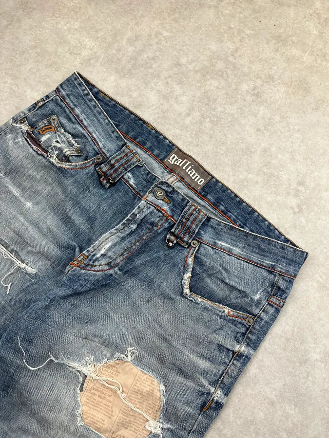 2000s John Galliano Distressed Blue Denim Jeans jWPeOyz 6