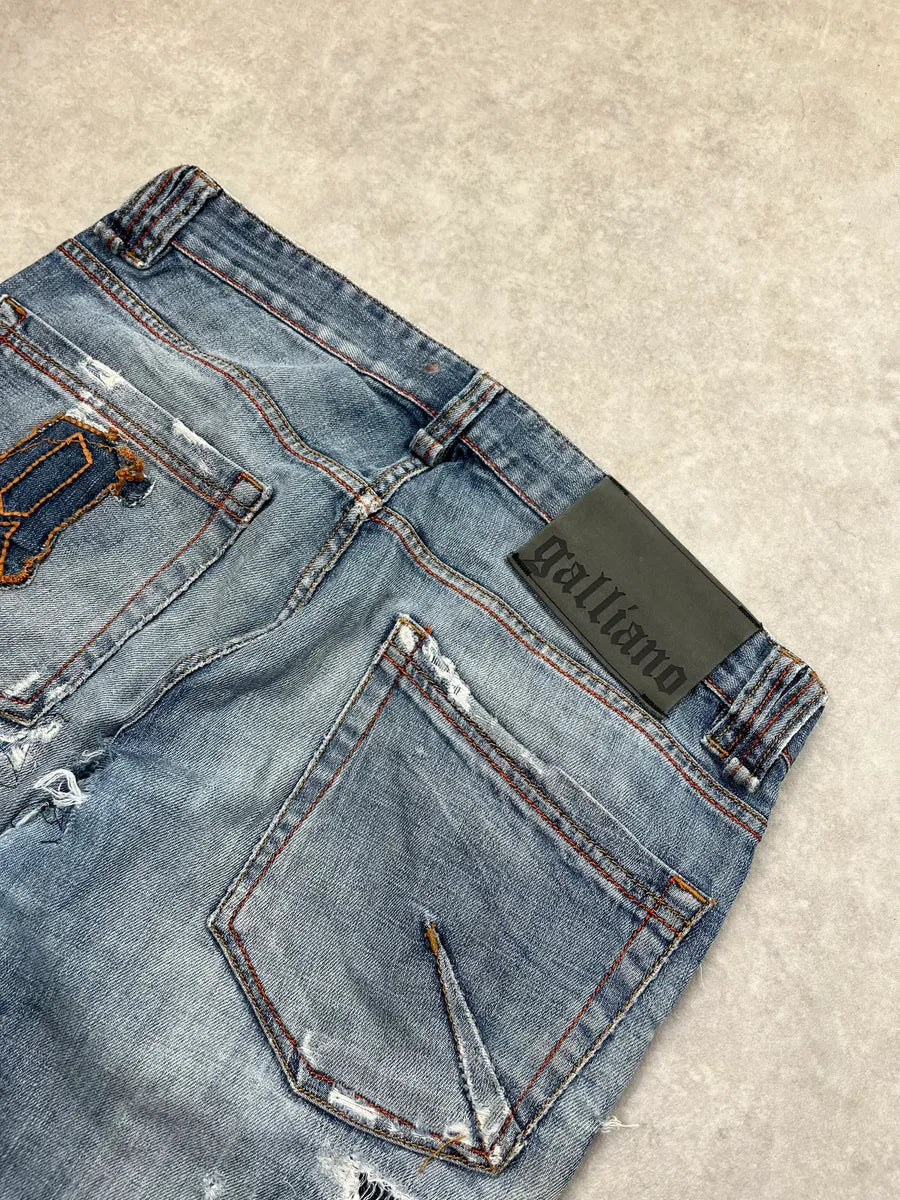 2000s John Galliano Distressed Blue Denim Jeans jWPeOyz 8