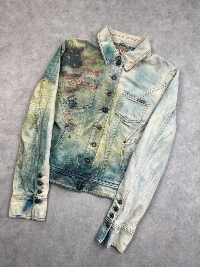 2000s John Galliano Faded Aquarel Stars & Stripes Vision Jacket xPYyFQc 4