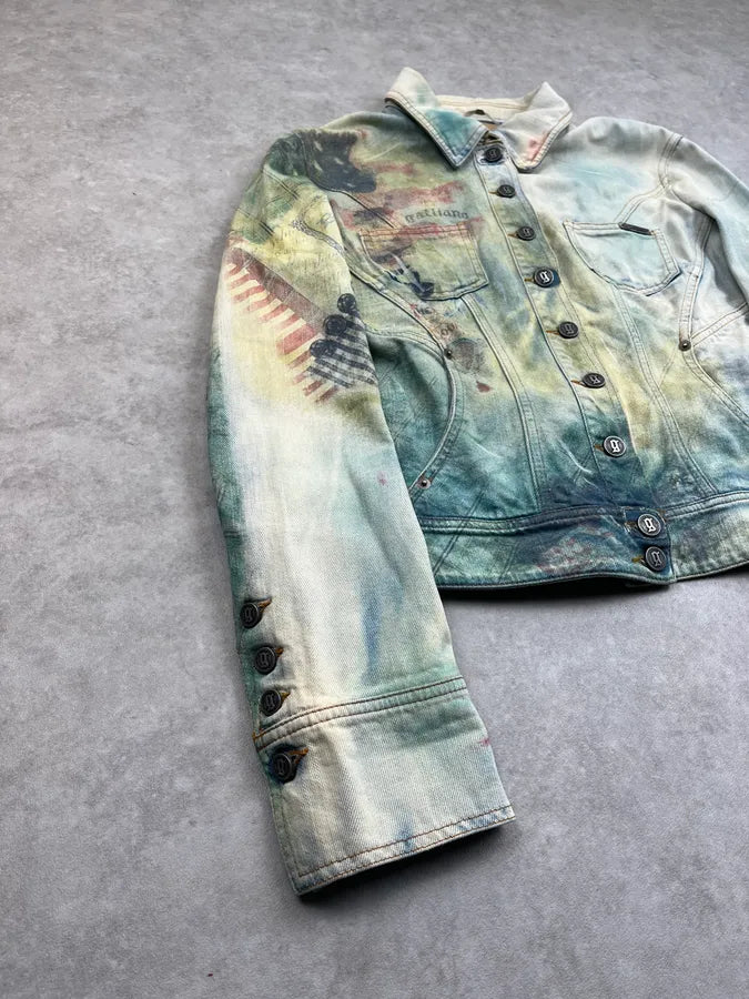 2000s John Galliano Faded Aquarel Stars & Stripes Vision Jacket xPYyFQc 5