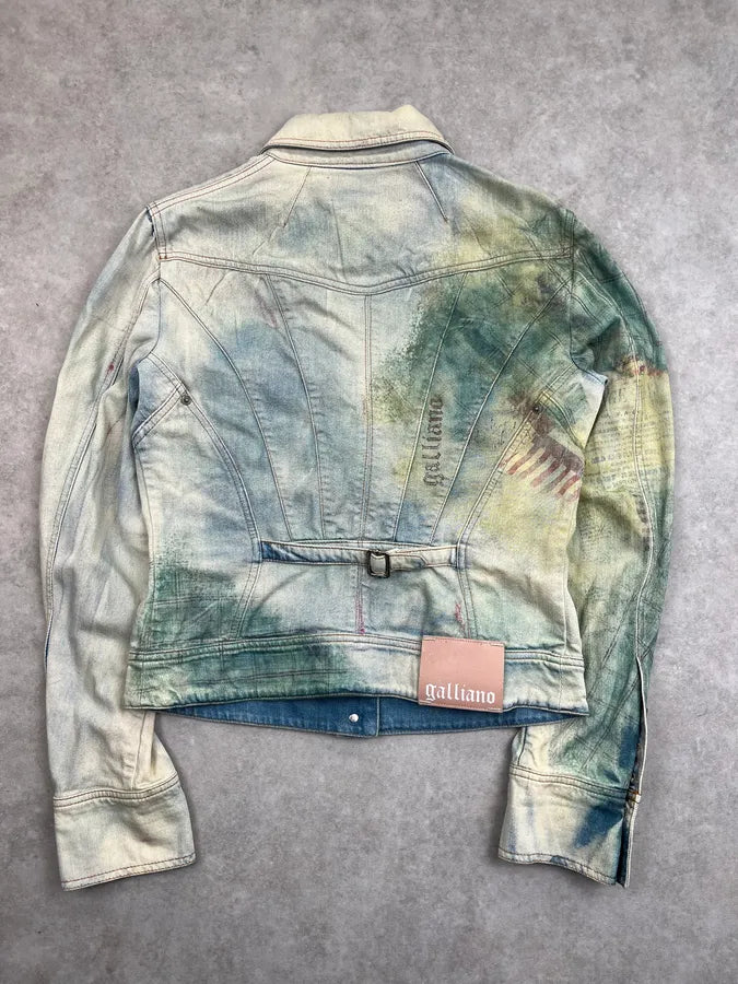 2000s John Galliano Faded Aquarel Stars & Stripes Vision Jacket xPYyFQc 6