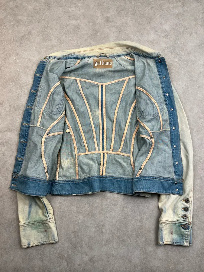2000s John Galliano Faded Aquarel Stars & Stripes Vision Jacket xPYyFQc 8