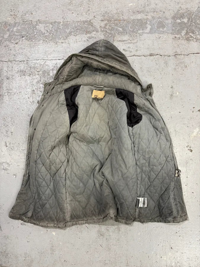 2010s John Galliano Grey Cargo Newspaper Print Hooded Parka  dUiCUZK 7