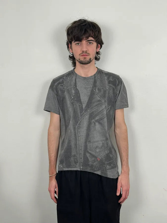 2010s John Galliano Grey Abstract Trompe Loeil T-Shirt  teKEWEX 1